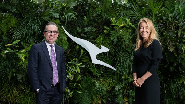 Qantas Group CEO Alan Joyce with Qantas Loyalty CEO Olivia Wirth