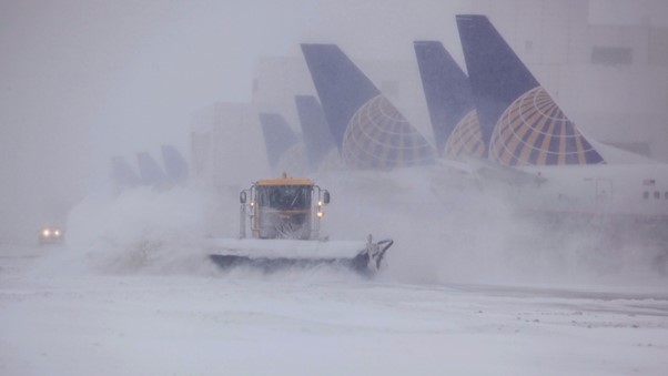 US Airport in snow storm