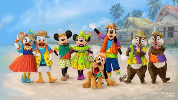 Disney Cruise Line Unveils New Outfits for Mickey Mouse and Friends at Lookout Cay