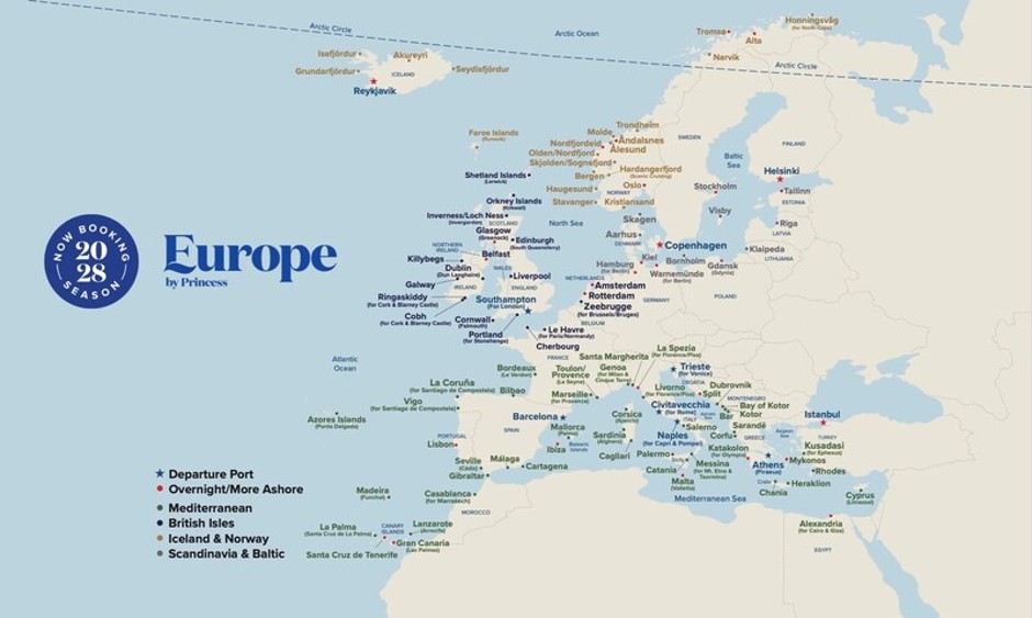 Princess Unveils Record Breaking 2028 Europe Cruise Season
